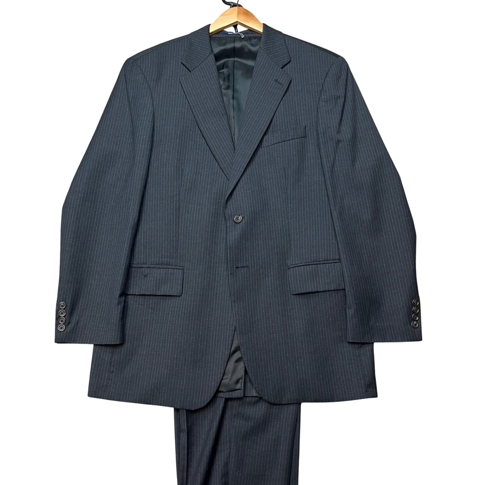 Lauren Ralph Lauren Suit Mens 42T Black Pinstripe Wool Cashmere 2-Button Blazer